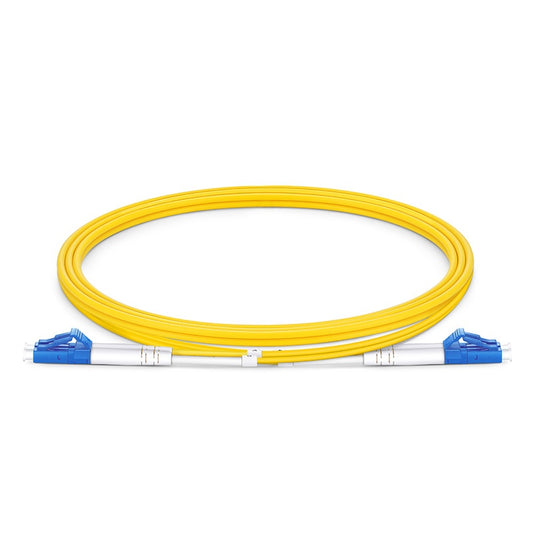 10m (33ft) Fiber Patch Cable, 2 Fibers, LC UPC Duplex to LC UPC Duplex, Single Mode (OS2), Riser (OFNR), 2.0mm, Tight-Buffered, Yellow
